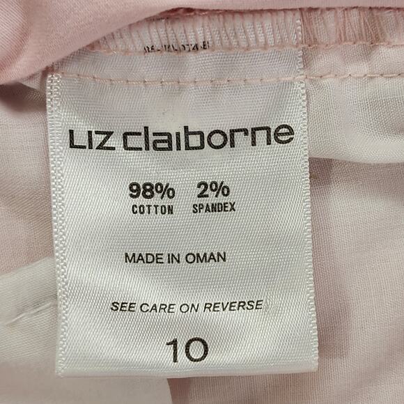 Liz Claiborne Pants Womens 10 Pink Mid Rise Tapered Ankle Stretch Cotton Office - Picture 6 of 12